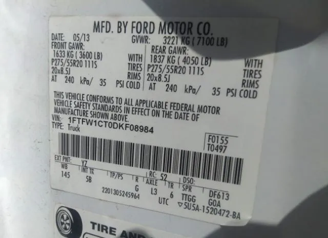 Photo 8 VIN: 1FTFW1CT0DKF08984 - FORD F-150 