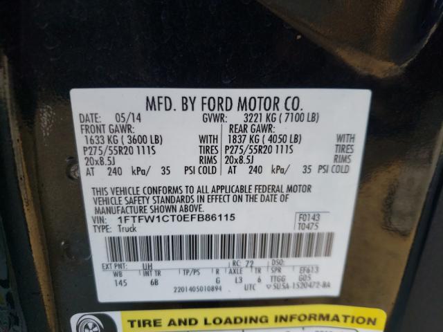 Photo 9 VIN: 1FTFW1CT0EFB86115 - FORD F150 SUPER 