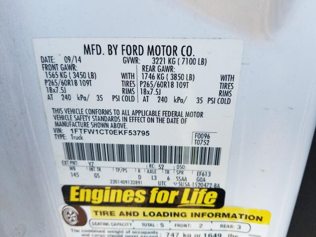 Photo 9 VIN: 1FTFW1CT0EKF53795 - FORD F150 SUPER 