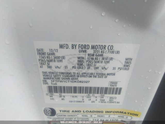 Photo 8 VIN: 1FTFW1CT1DKD82327 - FORD F-150 