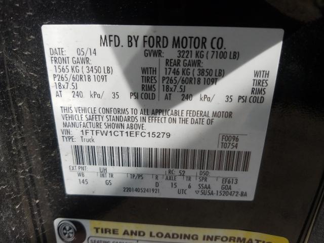 Photo 9 VIN: 1FTFW1CT1EFC15279 - FORD F150 SUPER 