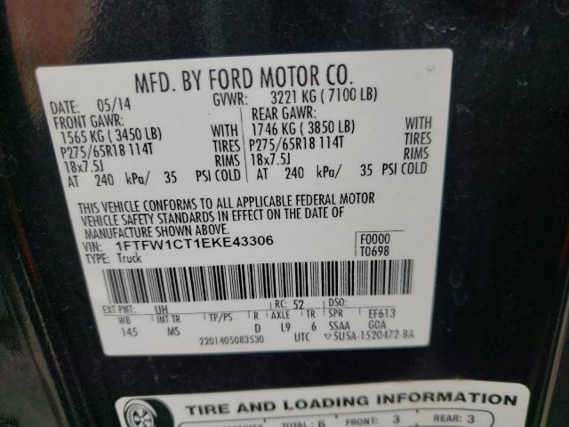 Photo 9 VIN: 1FTFW1CT1EKE43306 - FORD F150 SUPER 