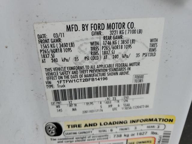 Photo 12 VIN: 1FTFW1CT2BFB14196 - FORD F-150 