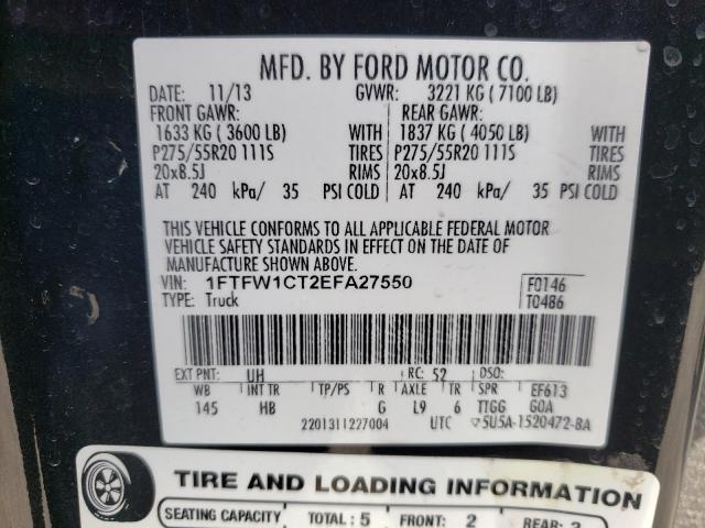 Photo 9 VIN: 1FTFW1CT2EFA27550 - FORD F150 SUPER 