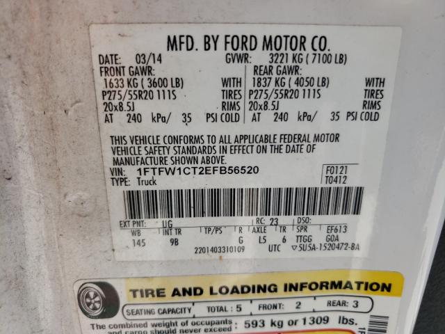 Photo 9 VIN: 1FTFW1CT2EFB56520 - FORD F150 SUPER 