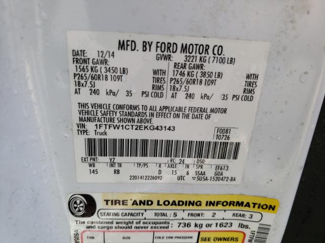 Photo 9 VIN: 1FTFW1CT2EKG43143 - FORD F150 SUPER 