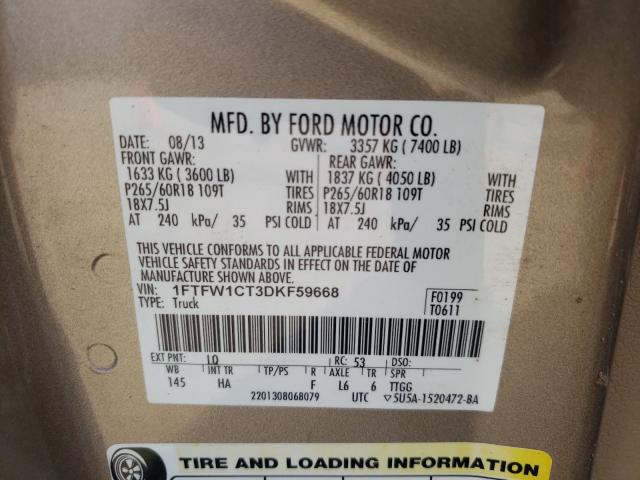 Photo 9 VIN: 1FTFW1CT3DKF59668 - FORD F150 SUPER 