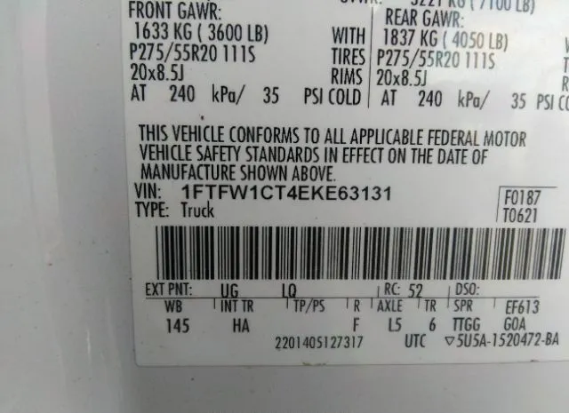 Photo 8 VIN: 1FTFW1CT4EKE63131 - FORD F-150 