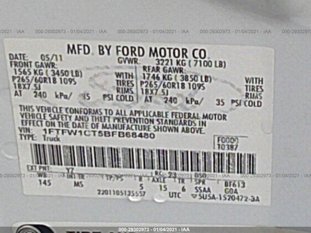 Photo 8 VIN: 1FTFW1CT5BFB68480 - FORD F-150 