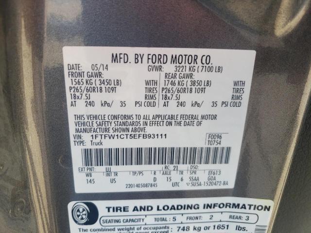 Photo 11 VIN: 1FTFW1CT5EFB93111 - FORD F-150 