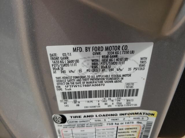 Photo 9 VIN: 1FTFW1CT6BFA56870 - FORD F150 SUPER 