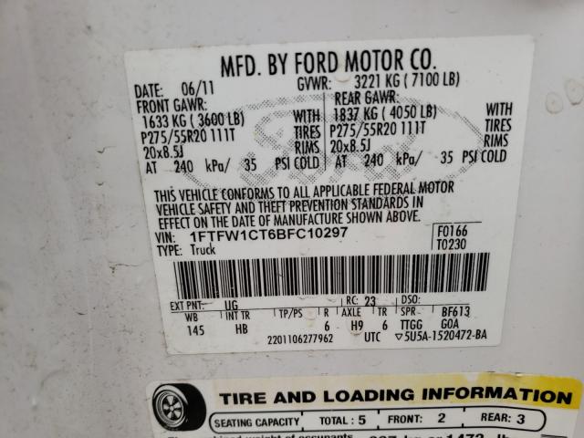 Photo 9 VIN: 1FTFW1CT6BFC10297 - FORD F150 SUPER 