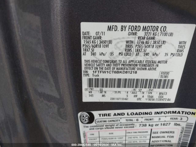 Photo 8 VIN: 1FTFW1CT6BKD81218 - FORD F-150 