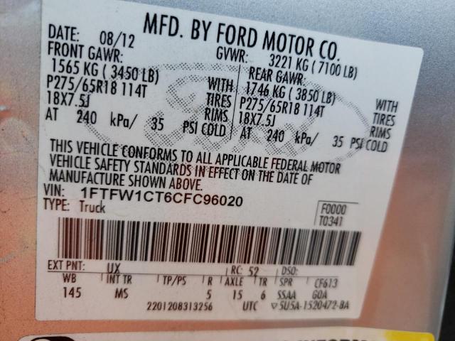 Photo 11 VIN: 1FTFW1CT6CFC96020 - FORD F150 SUPER 