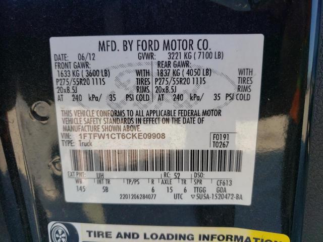 Photo 9 VIN: 1FTFW1CT6CKE09908 - FORD F150 SUPER 