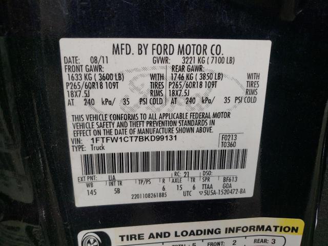 Photo 9 VIN: 1FTFW1CT7BKD99131 - FORD F150 SUPER 