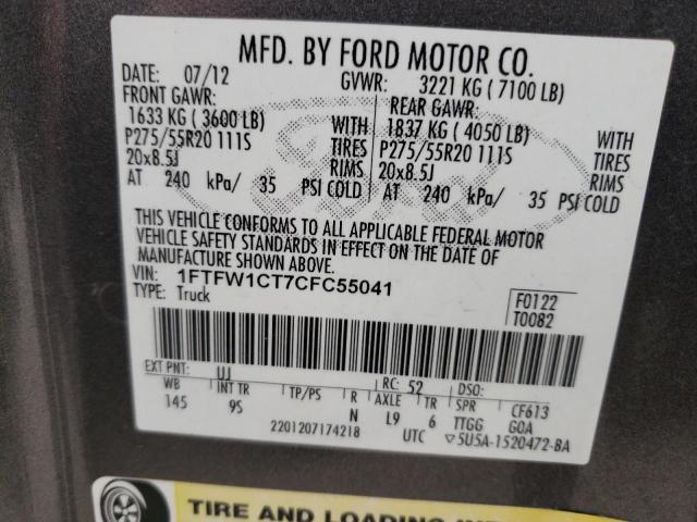 Photo 12 VIN: 1FTFW1CT7CFC55041 - FORD F-150 