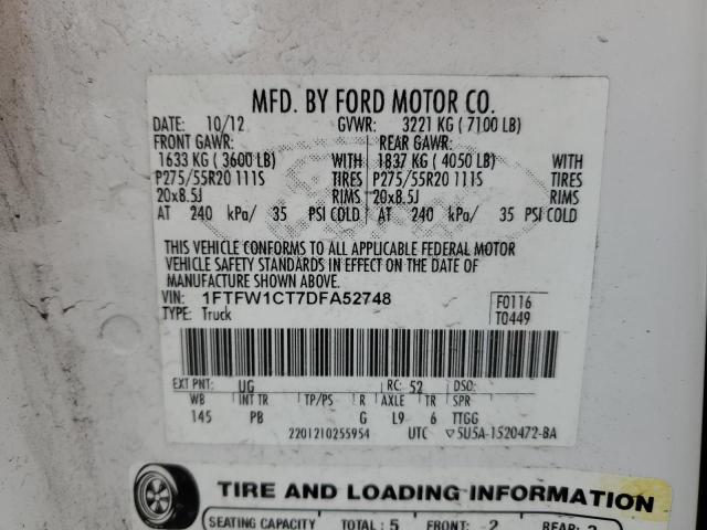 Photo 11 VIN: 1FTFW1CT7DFA52748 - FORD F-150 