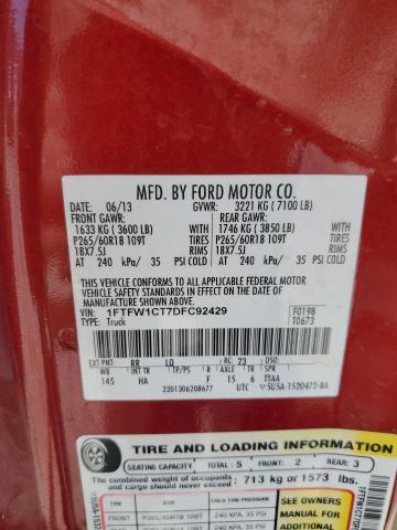 Photo 12 VIN: 1FTFW1CT7DFC92429 - FORD F-150 