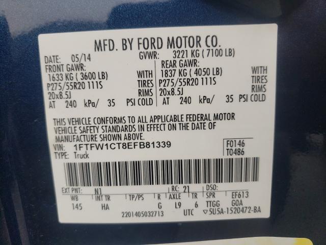 Photo 9 VIN: 1FTFW1CT8EFB81339 - FORD F150 SUPER 