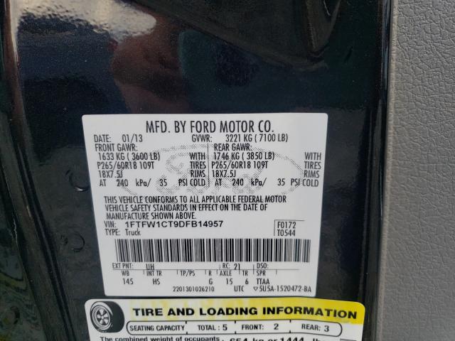 Photo 9 VIN: 1FTFW1CT9DFB14957 - FORD F150 SUPER 