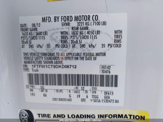 Photo 8 VIN: 1FTFW1CT9DKD06712 - FORD F-150 