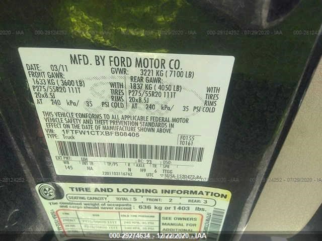 Photo 9 VIN: 1FTFW1CTXBFB08405 - FORD F-150 