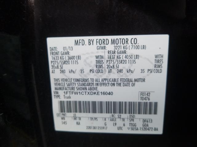 Photo 9 VIN: 1FTFW1CTXDKE16040 - FORD F150 SUPER 