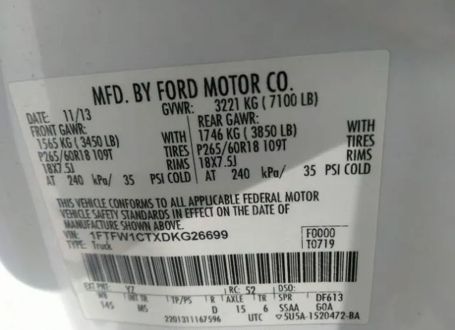 Photo 8 VIN: 1FTFW1CTXDKG26699 - FORD F-150 