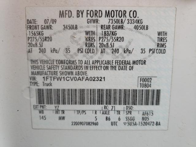 Photo 9 VIN: 1FTFW1CV0AFA02321 - FORD F150 SUPER 