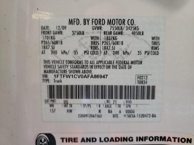 Photo 9 VIN: 1FTFW1CV0AFA86947 - FORD F150 SUPER 