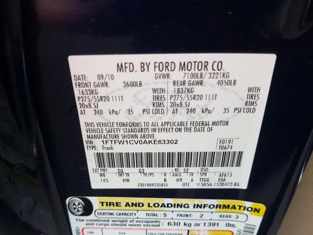 Photo 9 VIN: 1FTFW1CV0AKE63302 - FORD F150 SUPER 