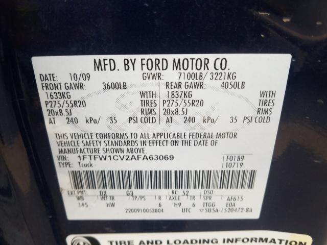 Photo 9 VIN: 1FTFW1CV2AFA63069 - FORD F150 SUPER 