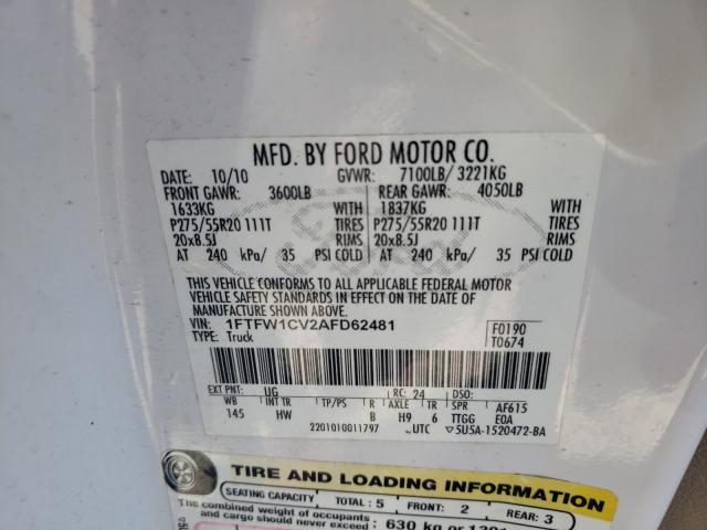 Photo 9 VIN: 1FTFW1CV2AFD62481 - FORD F150 SUPER 