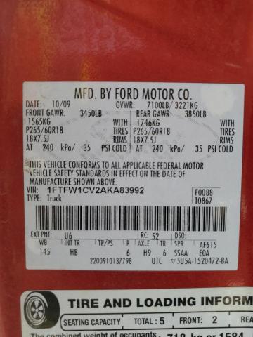 Photo 11 VIN: 1FTFW1CV2AKA83992 - FORD F150 SUPER 