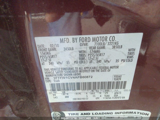 Photo 8 VIN: 1FTFW1CV4AFB60872 - FORD F-150 