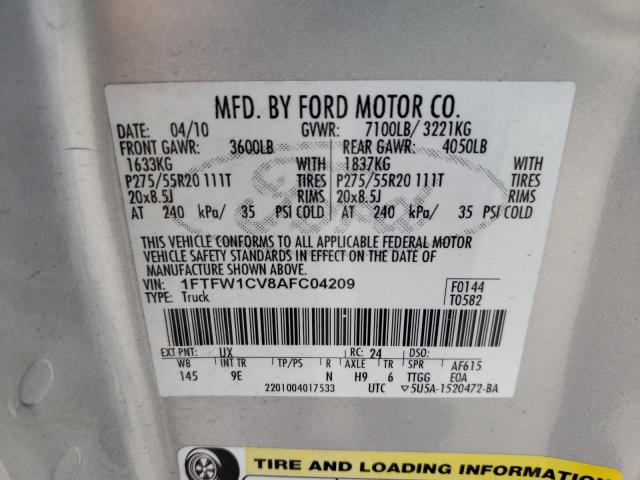 Photo 9 VIN: 1FTFW1CV8AFC04209 - FORD F150 SUPER 