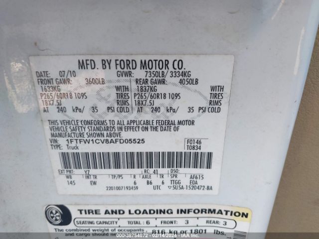 Photo 8 VIN: 1FTFW1CV8AFD05525 - FORD F-150 