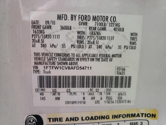 Photo 9 VIN: 1FTFW1CV8AFD54711 - FORD F150 SUPER 