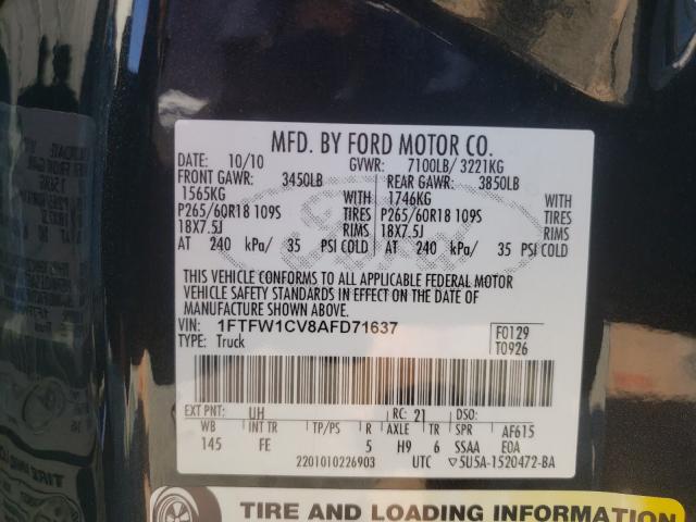 Photo 9 VIN: 1FTFW1CV8AFD71637 - FORD F150 SUPER 