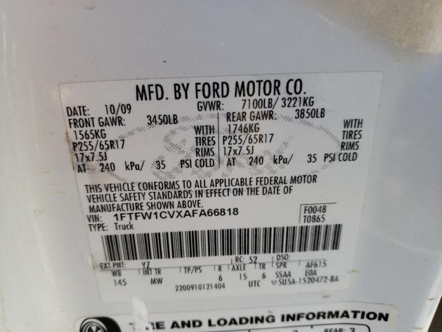 Photo 9 VIN: 1FTFW1CVXAFA66818 - FORD F150 SUPER 