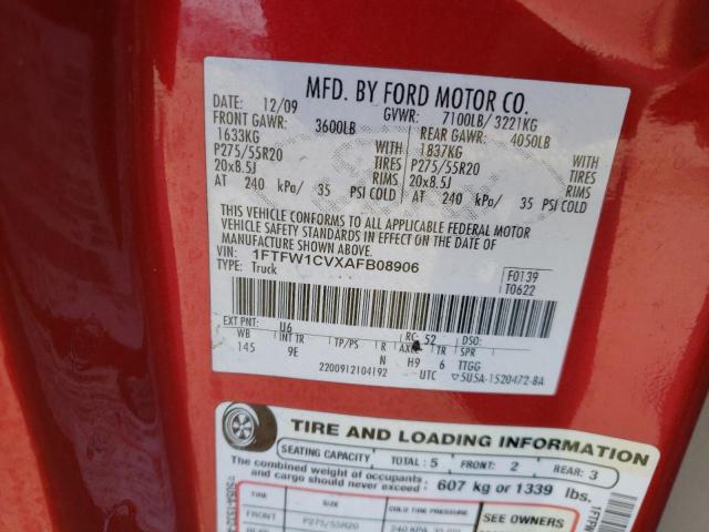 Photo 9 VIN: 1FTFW1CVXAFB08906 - FORD F150 SUPER 