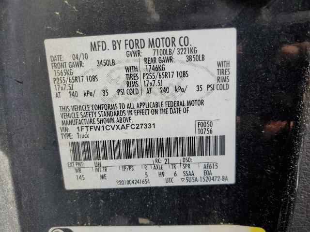 Photo 11 VIN: 1FTFW1CVXAFC27331 - FORD F150 