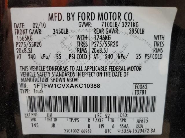 Photo 12 VIN: 1FTFW1CVXAKC10388 - FORD F150 SUPER 