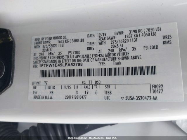 Photo 8 VIN: 1FTFW1E45LFA52798 - FORD F-150 