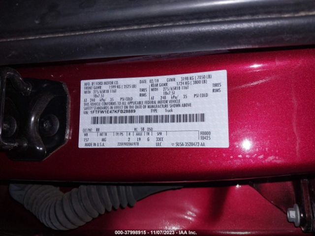 Photo 8 VIN: 1FTFW1E47KFB28889 - FORD F-150 