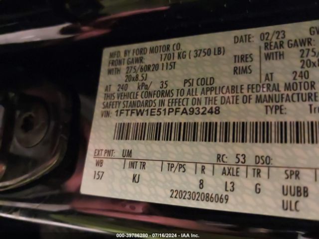 Photo 8 VIN: 1FTFW1E51PFA93248 - FORD F-150 