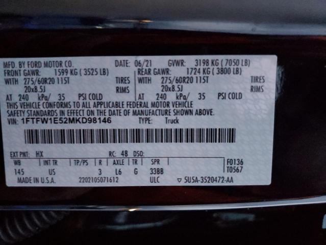 Photo 11 VIN: 1FTFW1E52MKD98146 - FORD F150 SUPER 