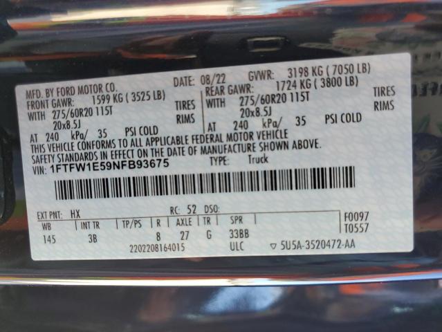 Photo 12 VIN: 1FTFW1E59NFB93675 - FORD F150 SUPER 