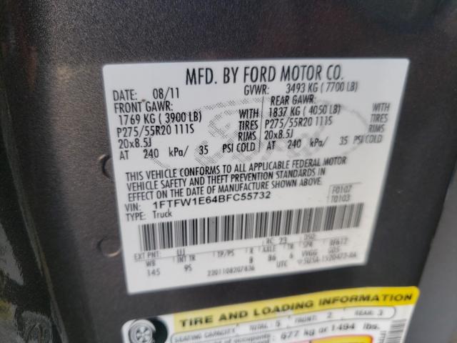 Photo 9 VIN: 1FTFW1E64BFC55732 - FORD F150 SUPER 